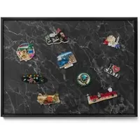 Tulup Magnettafel Blech Magnettafel für Sammlermagnete Eleganter Schwarzer Marmor 70x50 cm Magnettafel für die Wand Gerahmt Schwarzer Rahmen