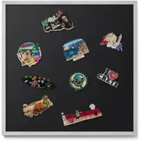 Tulup Magnettafel Reisemagnete Magnetboard Farbe Schwarz 50x50 cm Magnetpinnwand Metall für Urlaubsmagnete Silberner Rahmen
