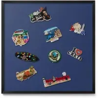 Tulup Magnettafel Magnetboard Gerahmt für Urlaubsmagnete Farbe Marineblau 50x50 cm Bedruckte Magnettafel für die Wand Schwarzer Rahmen