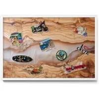Tulup Magnettafel Bedruckte Magnettafel für die Wand Holzkonstruktion Mit Harz 60x40 cm Magnettafel Metall mit Rahmen Weißer Rahmen