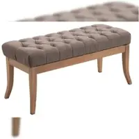 DELUKE Sitzbank CANNES - Stoff Taupe 100x38x46 cm Hellbraun | Sitzbank Flur Sitzhocker Esszimmerbank Polsterbank Schlafzimmerbank
