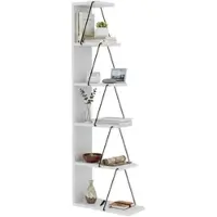 Dmora Bücherregal Dpallanc, Büroregal, Mobiler Buchhalter, Bücherbrett, 50x22h150 cm, Weiß und Schwarz