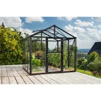 Pergart Vitavia, Gewächshaus "Zeus 6200", schwarz, 6,2 m², 3 mm ESG, 10 mm HKP