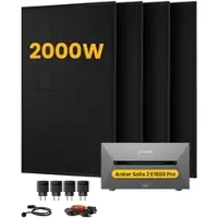 Anker SOLIX Solarbank 2 E1600 Pro All-in-One Speicher für Balkonkraftwerk, mit 4 x 500W Bifaziale Solarmodule,by Powerness (dealclub) - 1600Wh / 4 x Smart Plug / Selbstabholung