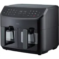 Medion P20 XXL Heißluftfritteuse mit 2 Kammern MD11760 (8,7 Liter, Airfryer, 2.600 Watt, Doppelkammer, 10 Automatikprogramme, 2 Schubladen, Sichtfenster, Dualer Airfryer) schwarz