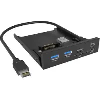 Icy Box IB-HUB1419-i3, Front panel 3,5" mit USB Hub und Kartenleser, 2x USB-A 5 Gbit/s, 1x USB-C 5 Gbit/s, 1x USB-C 20 Gbit/s, 1x SD und 1x microSD 3.0