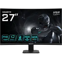 Gigabyte Curved-Gaming-Monitor "GS27FCA", Energieeffizienz: D, schwarz, Monitore, neigbar, Curved-Gaming-Monitor