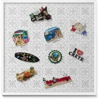 Tulup Magnettafel Reisemagnete Magnetboard Regelmäßiges Ornamentmuster 50x50 cm Magnetpinnwand Metall für Urlaubsmagnete Weißer Rahmen