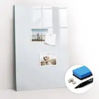 Coloray Magnetische Notiztafel - Schwarzer Marker + Schwamm + Magnete - 40 x 60 cm - Farbe dunkelweiß