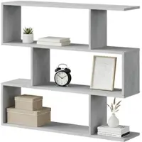 Dmora Buchhandlung Hampton, Niedriges doppelseitiges Bücherregal, Regal mit drei Fächern, Modernes Büroregal, 110x24h97 cm, Betongrau