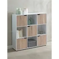 KADIMA DESIGN Sideboard MASSA 89 x 91 x 29 cm Bücherregal mit 9 Fächern Sonoma, Standregal mit 5 Türen, Modernes Würfelregal Raumteiler, Flurschrank offen, Cuberegal Kommode Wohnregal