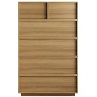MODFU Kommode MDF/Spanplatte Eichefarben 80x48x127 cm mit 6 Schubladen und Metallschienen
