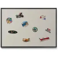 Tulup Magnettafel Magnetboard für die Wand mit Motiv Cremefarben 100x70 cm Magnettafel aus Metall für Souvenirs Schwarzer Rahmen