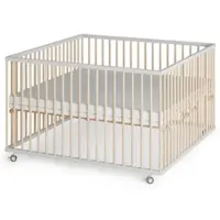 Sämann Laufgitter mit Matratze Cloud Air - weiß/natur - Premium Kollektion | Gr.: 100x100 cm