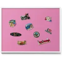 Tulup Magnettafel Blech Magnettafel für Sammlermagnete Farbe Rosa 80x60 cm Magnettafel für die Wand Gerahmt Weißer Rahmen