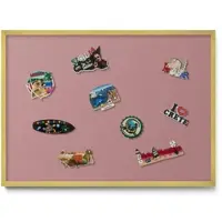Tulup Magnettafel Magnetboard für Reisemagnete Pastellrosa Farbe 70x50 cm Metall Magnettafel Gerahmt Goldrahmen