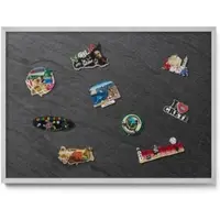 Tulup Magnettafel Magnettafel aus Metall für Souvenirs Steinmauerstruktur 70x50 cm Gerahmte Magnettafel für Urlaubserinnerungen Silberner Rahmen