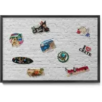 Tulup MAGNETTAFEL 60x40 cm Schwarzer Rahmen Ziegelwand Helle Wand
