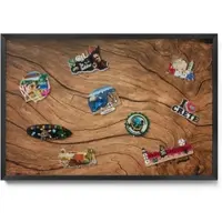 Tulup Magnettafel Magnettafel Dekorativ Bedruckt Struktur Aus Rissigem Holz 60x40 cm Magnetboard für die Wand mit Motiv Schwarzer Rahmen