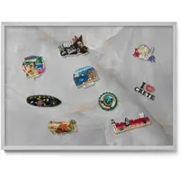 Tulup Magnettafel Magnetpinnwand Metall für Urlaubsmagnete Eleganter Dekorativer Marmor 70x50 cm Wanddekoration Magnettafel bedruckt Silberner Rahmen