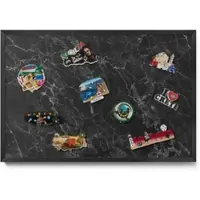 Tulup Magnettafel Wand-Magnettafel für Reisesouvenirs Eleganter Schwarzer Marmor 60x40 cm Blech Magnettafel für Sammlermagnete Schwarzer Rahmen