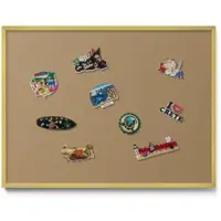Tulup Magnettafel Magnettafel für Urlaubsmitbringsel Farbe Dunkelgelb 80x60 cm Metalltafel für Magnete Goldrahmen