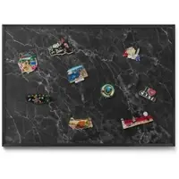 Tulup Magnettafel Dekoratives Magnetboard aus Metall Eleganter Schwarzer Marmor 100x70 cm Magnettafel für Urlaubsmitbringsel Schwarzer Rahmen