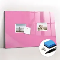 Tulup Magnetische Glastafel Rosa Farbe 60x40 cm Magnettafel Mit Marker Beschreibbar Schwarzer Marker Magnettafel Für Termine