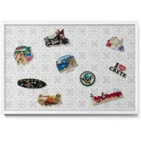 Tulup Magnettafel Magnetpinnwand Metall für Urlaubsmagnete Regelmäßiges Ornamentmuster 60x40 cm Wanddekoration Magnettafel bedruckt Weißer Rahmen
