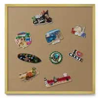Tulup Magnettafel Blech Magnettafel für Sammlermagnete Farbe Dunkelgelb 50x50 cm Magnettafel für die Wand Gerahmt Goldrahmen