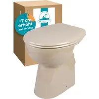 Calmwaters Erhöhtes Stand-WC Elements Wellness in Bahamabeige, spülrandlos mit Erhöhung +7 cm, Tiefspüler mit WC-Sitz
