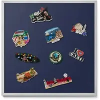 Tulup Magnettafel Metalltafel für Magnete Farbe Dunkelmarineblau 50x50 cm Magnetboard Gerahmt für Urlaubsmagnete Silberner Rahmen