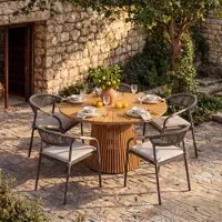Bessagi Garden Gartentisch Sanja Massiv Teak ca. Ø 140x76 cm