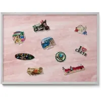 Tulup Magnettafel Metalltafel für Magnete Pastellfarbene Felsstruktur 70x50 cm Magnetboard Gerahmt für Urlaubsmagnete Silberner Rahmen