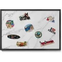 Tulup Magnettafel Magnetboard Metall Bedruckt Zarter Heller Marmor 60x40 cm Wand-Magnettafel für Reisesouvenirs Schwarzer Rahmen