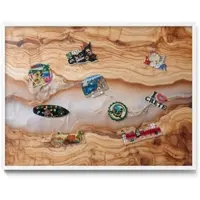 Tulup Magnettafel Reisemagnete Magnetboard Holzkonstruktion Mit Harz 80x60 cm Magnetpinnwand Metall für Urlaubsmagnete Weißer Rahmen