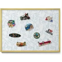 Tulup Magnettafel Magnetboard Gerahmt für Urlaubsmagnete Regelmäßiges Blattmuster 70x50 cm Bedruckte Magnettafel für die Wand Goldrahmen