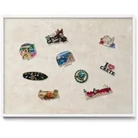 Tulup Magnettafel Magnettafel aus Metall für Souvenirs Eleganter Heller Stein 80x60 cm Gerahmte Magnettafel für Urlaubserinnerungen Weißer Rahmen