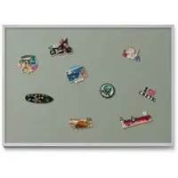 Tulup Magnettafel Gerahmte Magnettafel für Urlaubserinnerungen Hellolivfarben 100x70 cm Magnetboard Metall Bedruckt Silberner Rahmen