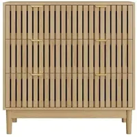 MODFU Kommode aus MDF und Spanplatte in Eiche, 80x39x80 cm, 3 Schubladen, mit Massivholzbeinen