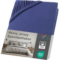 NYVI Spannbettlaken DreamScience Heavy Jersey - Spannbetttuch, Formstabil, 160g/m2, Rundum-Gummizug, Bügelfrei 90x200 - 100x200 cm navyblau