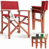 Casaria Regiestuhl aus FSC Eukalyptusholz – Klappbarer Gartenstuhl mit Armlehnen, waschbarem Bezug & 46 cm Sitzhöhe, bis 160 kg belastbar – Holzstuhl für Balkon, Terrasse & Camping