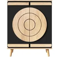 OKWISH Schuhschrank MDF Schwarz 76x37x98,5 cm mit geschlossenen Türen, mehrstufigem Stauraum und Massivholzbeinen