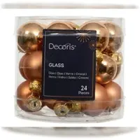 Kaemingk 24 Weihnachtskugeln Glas 2,5cm matt & glänzend Mini Christbaumkugeln Weihnachtsbaumkugeln Klein Christbaumschmuck Weihnachtsbaumschmuck Brandy