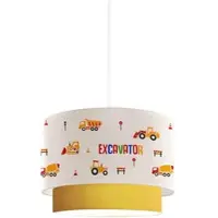 Lux.pro Kinder-Hängeleuchte Lurgan mit Baufahrzeuge-Motiv Weiss/Gold