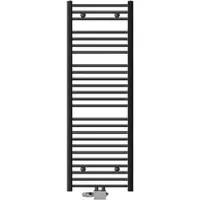 LuxeBath Badheizkörper Mittelanschluss 500 x 1500 mm Anthrazit gerade mit Thermostat und Anschlussgarnitur Universal Eck- und Bodenform, ohne Heizstab