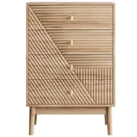 MODFU Kommode aus MDF und Spanplatte in Eichenfarbe, 4 Schubladen, 60x40x90 cm