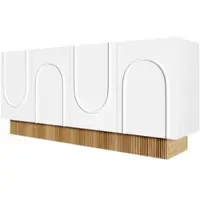 OKWISH Sideboard mit 4 Türen Stauraum Wohnzimmer 160x75x38cm Weiß