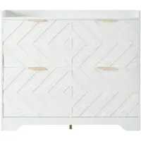 OKWISH Schuhschrank aus MDF in Weiß, 105 x 24 x 90 cm, 4 Klappfächer, platzsparend