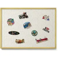 Tulup MAGNETTAFEL 70x50 cm Goldener Rahmen Lineare Regelmäßige Bögen